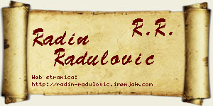 Radin Radulović vizit kartica